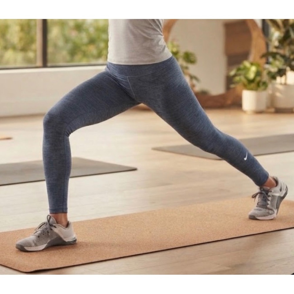 Nike Dri-FIT Womens Blue Heathered High Waisted Athletic Leggings Small
